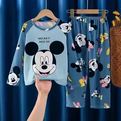 2024 outono crianças conjuntos de pijamas de seda leite menina menino pijamas c - Show Drop