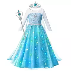 Led light up esa vestidos para meninas crianças cosplay roupas de festa crianç - Show Drop