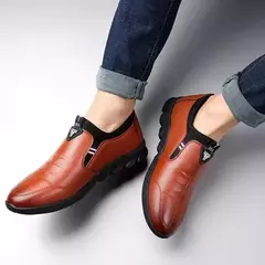 Sapatos de couro masculinos sapatos casuais de negócios solas macias mocassins - comprar online