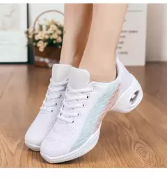 Sapato de dança feminino macio único, sapatos elevados respiráveis, tênis am