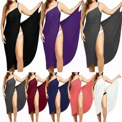 Verão praia sexy feminino cor sólida envoltório vestido proteção solar biki - comprar online