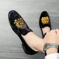 Mocassins de luxo masculinos mocassins pretos, sapatos para dirigir, conversas c - Show Drop