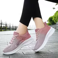 Imagem do Sapatos casuais com renda para mulheres, leve, sola grossa, exercícios, esporte