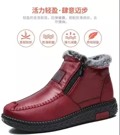 Botas de neve de inverno mulheres bota de tornozelo retro couro do plutônio mãe sapatos de pelúcia quente confortável zíper à prova dwaterproof água calçados femininos botas mujer