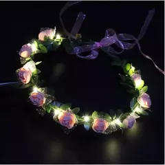 LED Light Foam Rose Flower Tiara Wreath, Guirlanda Hairbands, Meninas Coroa, Hea na internet