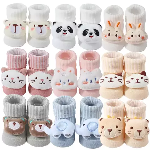 Bonito dos desenhos animados boneca recém-nascido meias primavera bebê macio e comfortavel - comprar online