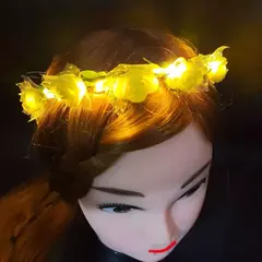 LED Light Foam Rose Flower Tiara Wreath, Guirlanda Hairbands, Meninas Coroa, Hea - loja online
