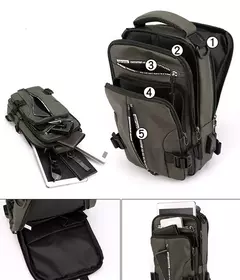 Homens de náilon mochila peito pacote ombro com porta carregamento usb viagem m - loja online