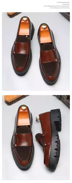Moda masculina sapatos casuais de couro masculino clássico estilo britânico mo - Show Drop