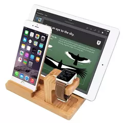 Imagem do Moda multifuncional de bambu carregamento usb doca telefone tablet montagem para
