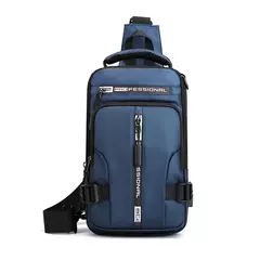 Imagem do Homens de náilon mochila peito pacote ombro com porta carregamento usb viagem m