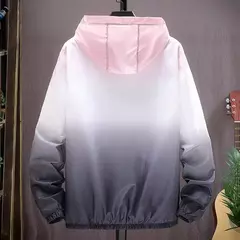 Jaqueta gradiente de cor masculina com capuz, corte-vento fino, gola alta. na internet