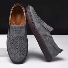 Imagem do Botas de couro artesanais para homens, sapatos de grife casual, macio, andando,