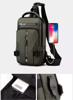 Homens de náilon mochila peito pacote ombro com porta carregamento usb viagem m na internet