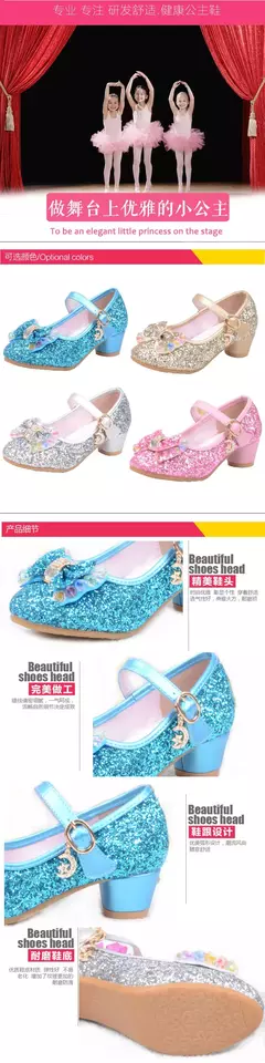 Princesa declarada com lantejoulas para meninas, sapatos de festa, colorido, sal