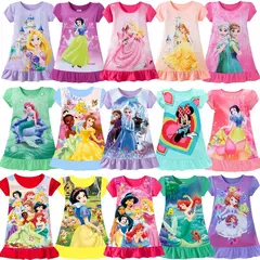 Sereia anna elsa vestido meninas camisola roupas dos desenhos animados pijamas - Show Drop
