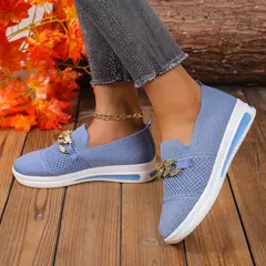 Mulheres tênis de malha trabalho sapatos de designer para mulher leve sola maci - loja online