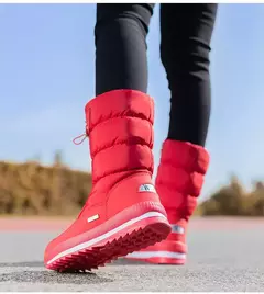 Botas de neve femininas de pelúcia à prova de água plataforma alta botas muito confortaveis - comprar online