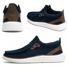 Sapato de lona casual masculino, mocassins masculinos, respirável, deslizamento