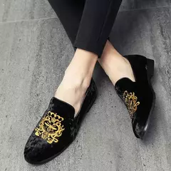 Mocassins de luxo masculinos mocassins pretos, sapatos para dirigir, conversas c - Show Drop