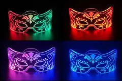 Acrílico led luminoso óculos de festa brilho neon light up viseira óculos dj - Show Drop
