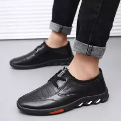 Sapatos de couro masculinos sapatos casuais de negócios solas macias mocassins