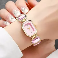 Imagem do Relógio feminino elegante moda retângulo dial senhoras relógios de pulso de q