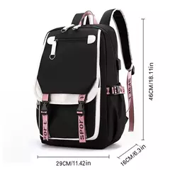 Purple Kuromi Melody School Bags para homens e mulheres, USB, Capacidade Laptop - comprar online