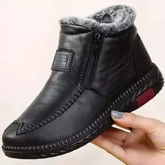 Botas de neve de inverno mulheres bota de tornozelo retro couro do plutônio mãe sapatos de pelúcia quente confortável zíper à prova dwaterproof água calçados femininos botas mujer