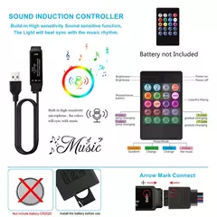 Luz de tira led 2835 5050 usb bluetooth flexível lâmpada fita 3key sensor de luz - Show Drop