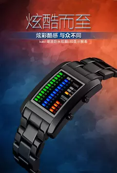 2020 nova moda binária relógio masculino digital led relógios de pulso eletrônico multifuncional relógios de aço preto na internet