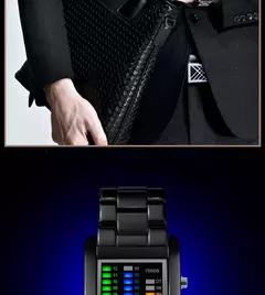 Imagem do 2020 nova moda binária relógio masculino digital led relógios de pulso eletrônico multifuncional relógios de aço preto
