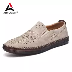 Botas de couro artesanais para homens, sapatos de grife casual, macio, andando, - Show Drop