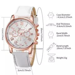 3/5 PCS Relógio Feminino Moda Roma Dial Pulseira de Couro Relógios de Quartzo - Show Drop