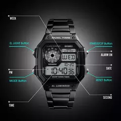 Skmei 1335 pulseira de aço inoxidável relógio digital reloj hombre relógio e - comprar online