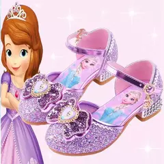 Disney frozen elsa crianças sapatos de salto alto para meninas dos desenhos ani - comprar online