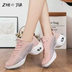 Sapato de dança feminino macio único, sapatos elevados respiráveis, tênis am - comprar online