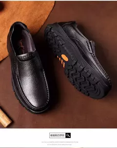 Sapatos para homens mocassins de couro chef sapatos de trabalho conforto penetra - Show Drop