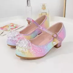 Imagem do Sandálias infantis estilo princesa brilhantes para festas de casamento sapatos
