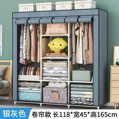 Imagem do Dobrável haste dupla guarda-roupa quarto roupas armário mais organizador
