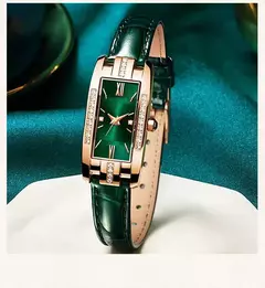 Relógios das mulheres Moda Square Ladies Quartz Watch Bracelet Set Dial Verde S