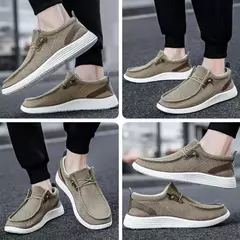 Sapato de lona casual masculino, mocassins masculinos, respirável, deslizamento na internet