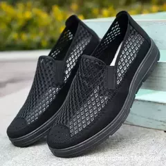 Mocassins antiderrapantes de malha respirável masculinos, sapatilhas casuais ma