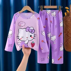 Imagem do 2024 outono crianças conjuntos de pijamas de seda leite menina menino pijamas c