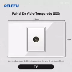 DELEFU 4*2 Vidro Temperado Branco Tomada Padrão Brasil com Dupla USB Tipo C Tom - comprar online
