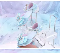 Meninas elegantes crianças sapatos de cristal verão glitter sapatos salto alto na internet