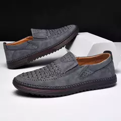 Botas de couro artesanais para homens, sapatos de grife casual, macio, andando, - Show Drop