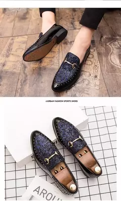 Homens vestido sapatos primavera outono deslizamento em couro de patente mocassi na internet