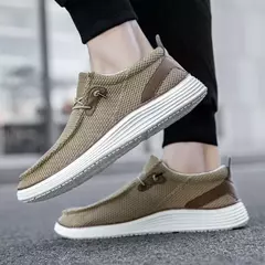 Imagem do Sapato de lona casual masculino, mocassins masculinos, respirável, deslizamento