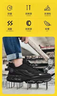 Novo botão rotativo sapatos de segurança para homens, sapatos de trabalho anti - comprar online